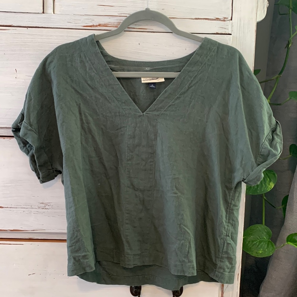Medium- Sage green linen top